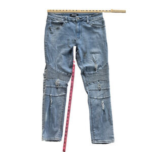 Fire & Rain Slim Light Light Wash Motto Distressed Jeans MENS SIZE 34X30